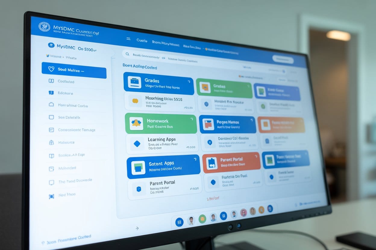 Clean modern digital dashboard interface for MySDMC SSOI style example